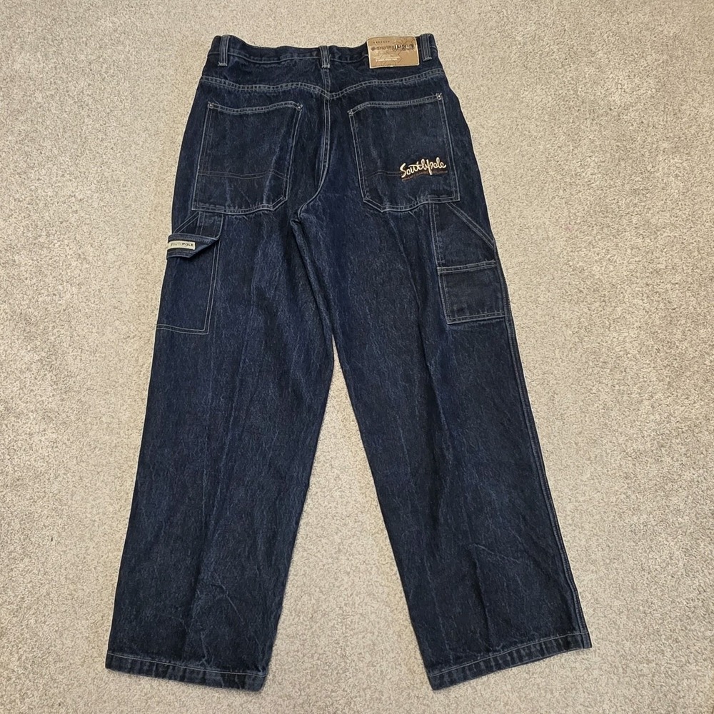 Southpole Jeans Mens 34 Y2K Baggy Wide Leg Hip Hop Skater Dark Wash Denim 2000s